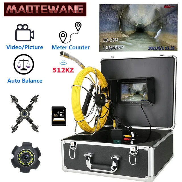 7 inch DVR Monitor 30M Sewer Pipe Inspection Video Camera with Meter Counter