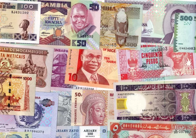 LOT 17 Billets DIFFERENTS AFRIQUE Lesotho Tanzanie Angola ZAIRE UGANDA .NEUF UNC