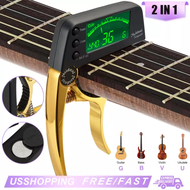 LCD Clip-On Chromatic Acoustic Electric Guitar Bass Ukulele Banjo Violin Tuner