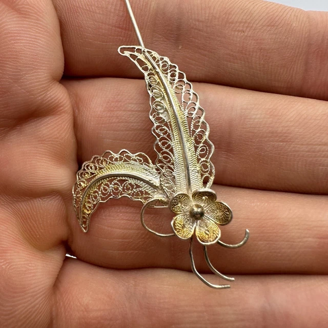 Broche argent façon gerbe avec noeud. - Bijoux Anciens Schaffner