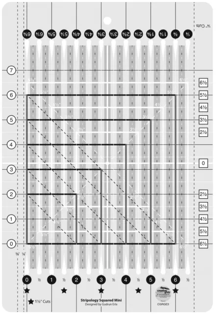 (US Seller) Creative Grids Stripology Mini Quilt Ruler CGRGE3