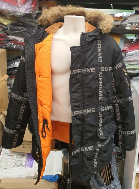 A/W Supreme Logo Tape N-3B Parka M SUPREME LOGO TAPE Hoodie Size