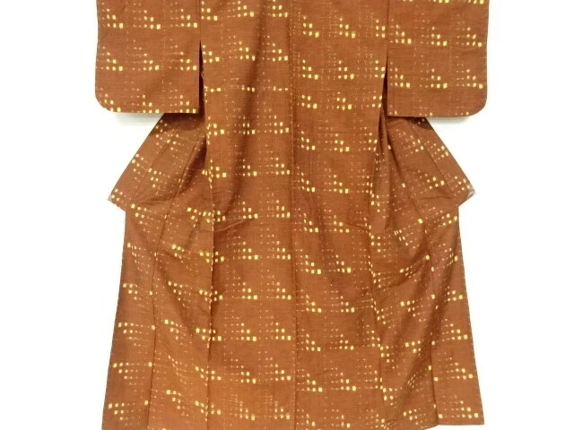 6308886: Japanese Kimono / Antique Hitoe Kimono / Mawata Tsumugi / Woven Abstrac