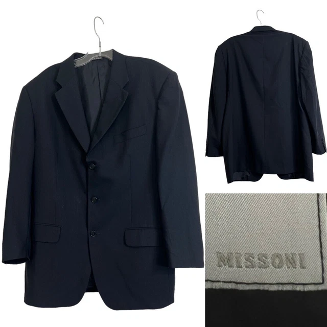 Missoni mens 40/42 black wool blend blazer suit jacket sport coat
