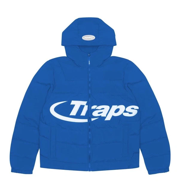TRAPSTAR HYPERDRIVE HOODED Puffer Jacket Blue/White I SMALL New