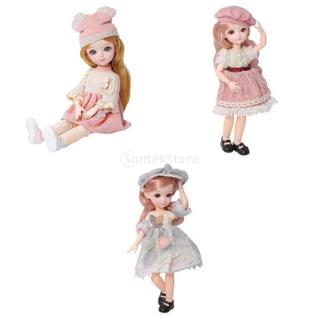 3 Pezzi 23 Bambola per Ragazza BJD con Snodo Sferico 3D Occhi Fini per Bambini