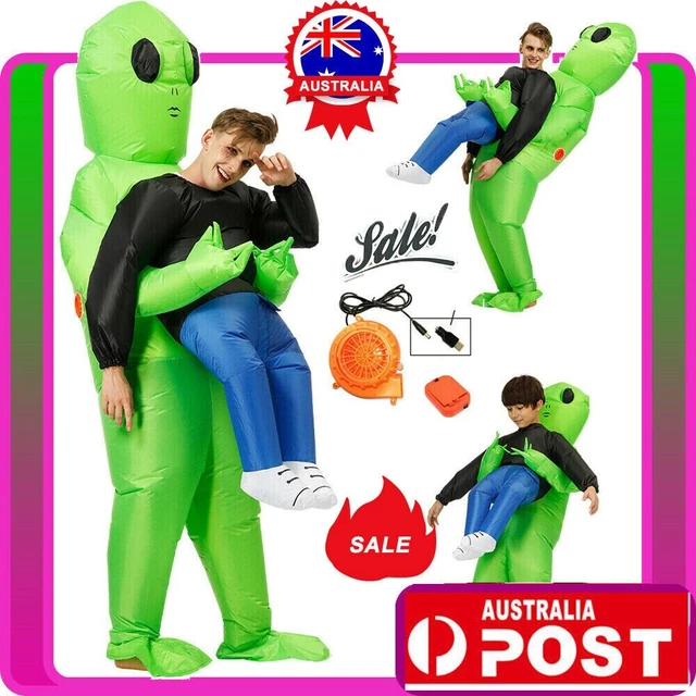 AU SCARY HALLOWEEN Green Alien Inflatable Costume Blow Up Suits Party