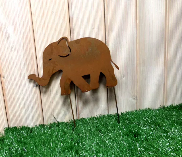 Edelrost Deko Elefant Metall Afrika Tiere Garten Terrasse Rostdeko Gartenstecker