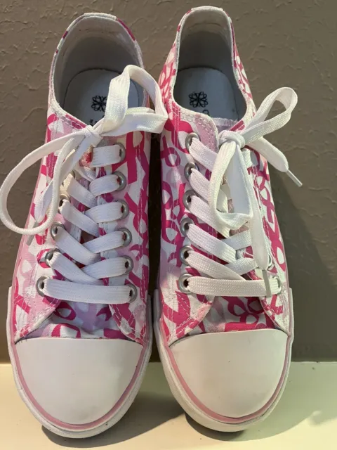 Avon Cushion Walk Breast Cancer Awareness White Pink Shoes Womens Size 8 Sneaker