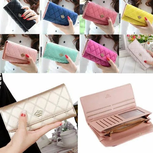 Women Ladies Leather Wallet Long Zip Purse Card Phone Holder Case Clutch Handbag 2