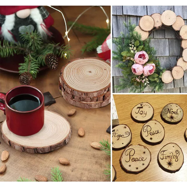 Natural Round Wooden Slice Cup Mat Coaster Tea Coffee Mug Drinks Holder DecAW