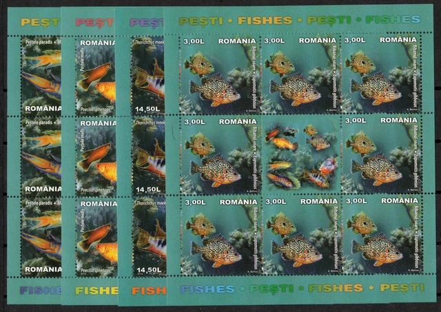 2012 Rumänien, Klb. Serie Zierfische, postfrisch/MNH, MiNr. 6625/28, ME 120,-