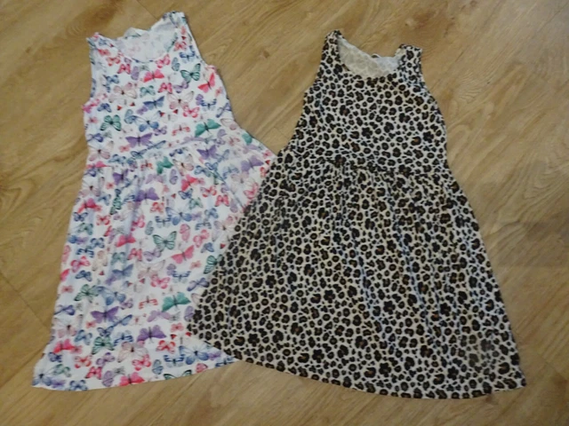 H&M girls 2 pack summer sun dresses butterfly leopard AGE 8 - 9 YEARS