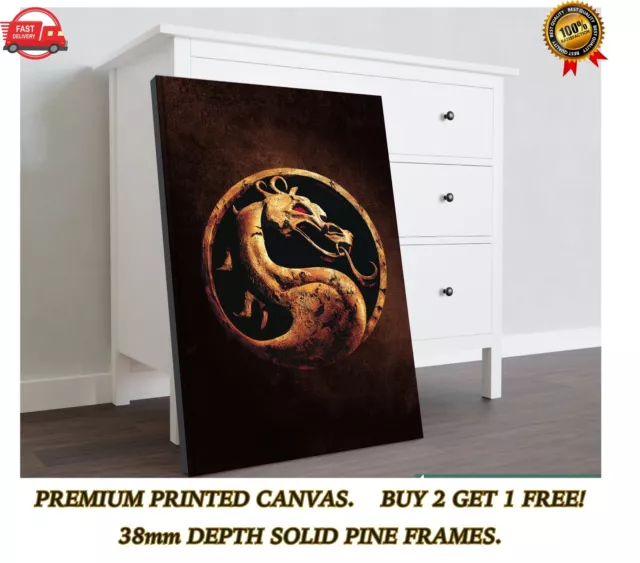 Mortal Kombat Dragon Logo Large CANVAS Art Print Gift A0 A1 A2 A3 A4