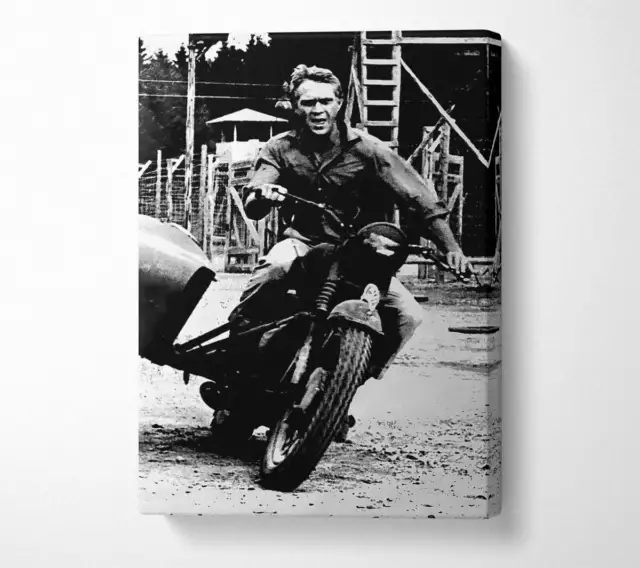 Steve Mcqueen Motorbike Canvas Wall Art Home Decor Large Print