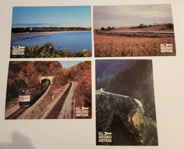 Vintage Postcards 4 Amtrak Chrome Unposted Great Condition All Aboard