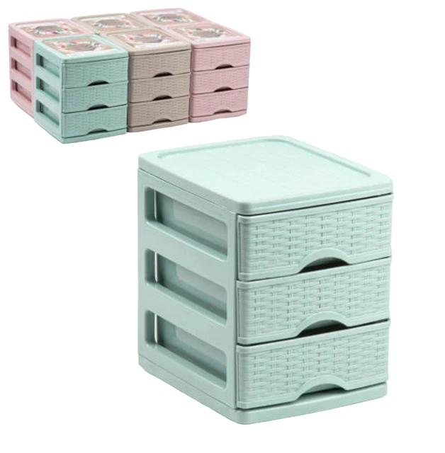 Cassettiera 3 Elegance 40x40x60 Cm Tortora | Polipropilene, Made In Italy, Design Moderno