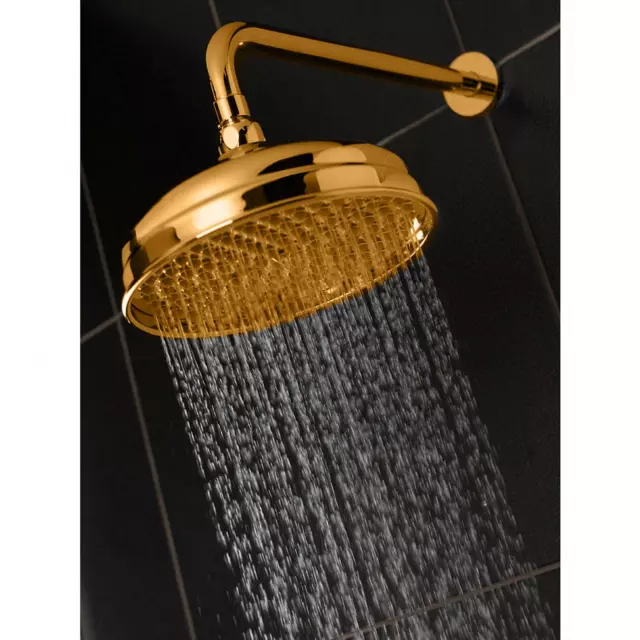 Traditional Apron Shower Head (122mm) 24ct Gold Plated Finished By DoratO