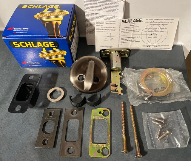 NOS Antique Pewter SCHLAGE B380 620 ONE-SIDED DEADBOLT SINGLE TURN DOOR LOCK