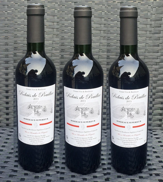 lot 3 bouteilles vin rouge Relais de Pouillac Bordeaux Chateau Queyret 2013