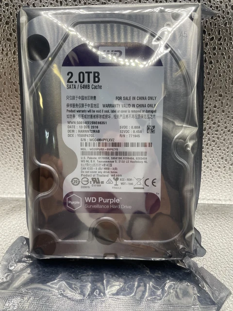 thumbnail interactive-video image 1 of WD Purple WD20PURX 2TB Surveillance Hard Drive – 3.5" SATA III 64MB Cache 5400RPM For DVR/NVR 1 of 5