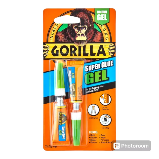 Gorilla Super Glue Tube, 3g - 2 Pack