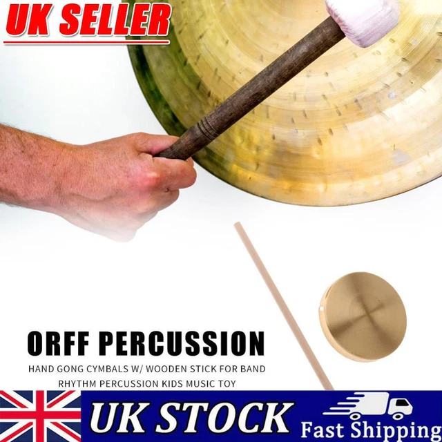 21cm Hand Gong Copper Cymbals with Wooden Stick for Band Rhythm Kids Music Toy