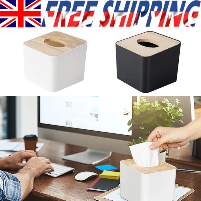 NEW Tissue Box Dispenser Paper Storage Holder Napkin Case Organizer Wooden Cover