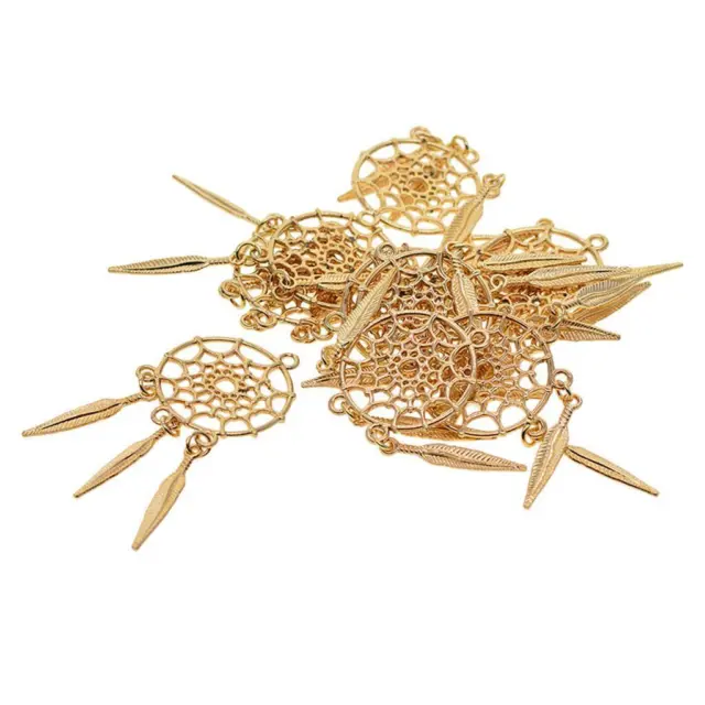 10 Stück Goldene Feder Quaste Anhänger Charms Für Schmuck Nacklace Making