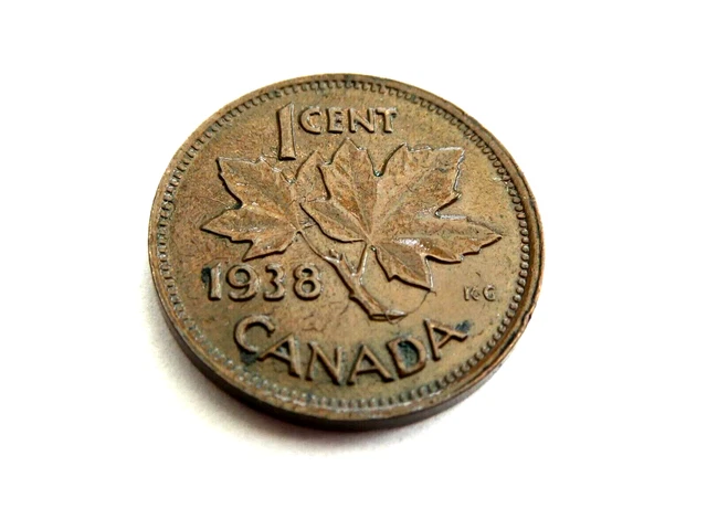 Canada 1938 Km#32 1 Cent Very Fine Condition 1050747/748