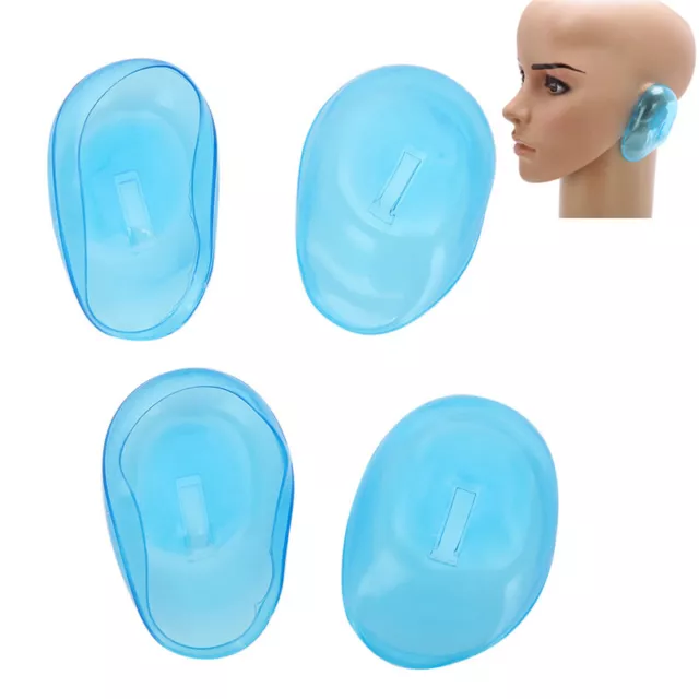 2Pair/4pcs Blue Clear Color Silicone Ear Cover Hair Dye Shield Prote ZR