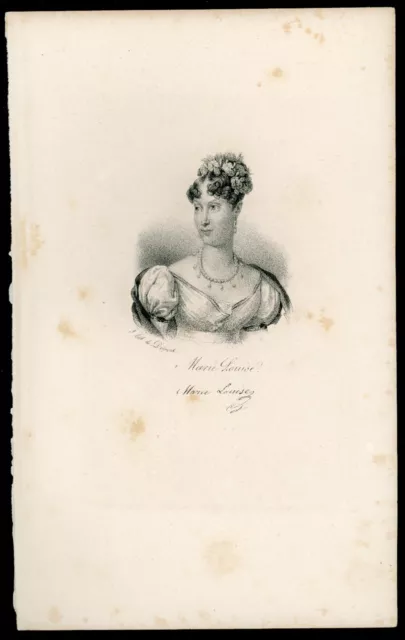 Portrait de Marie-Louise, Duchesse de Parme : Lithographie de Delpech, XIXeme.