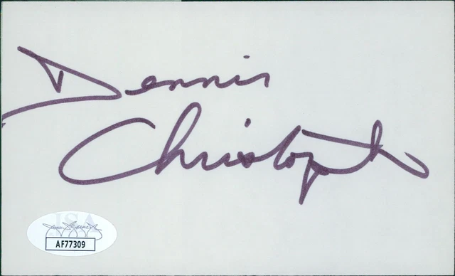 Dennis Christopher Actor Signed 3x5 Index Card JSA Authenticated