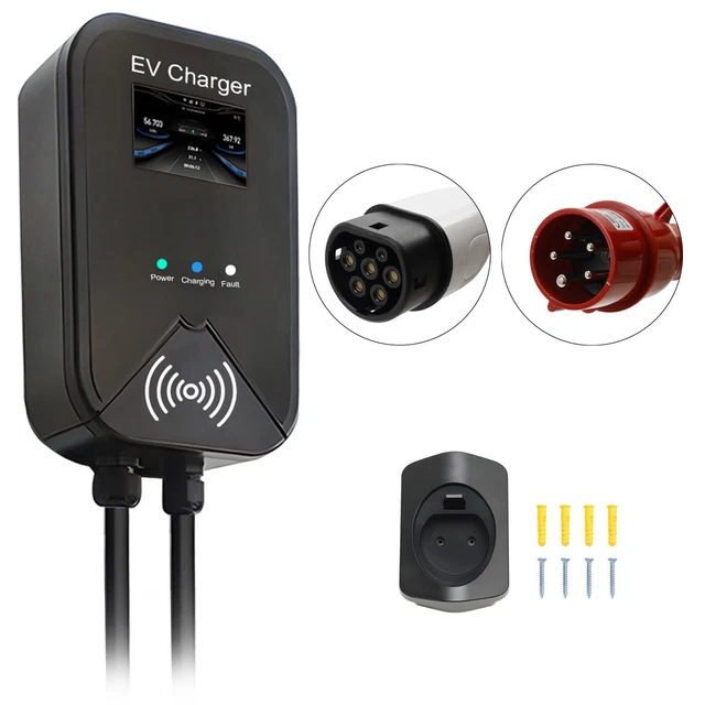 EV CHARGER WALLBOX Type 2 32A 22KW CEE 3-Phase Plug Charging Station EV ...