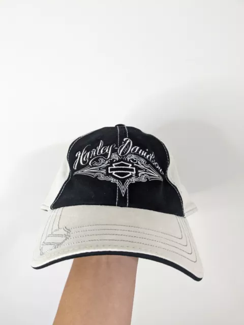 Harley Davidson Hat Women's White Black Biker Logo Stretch