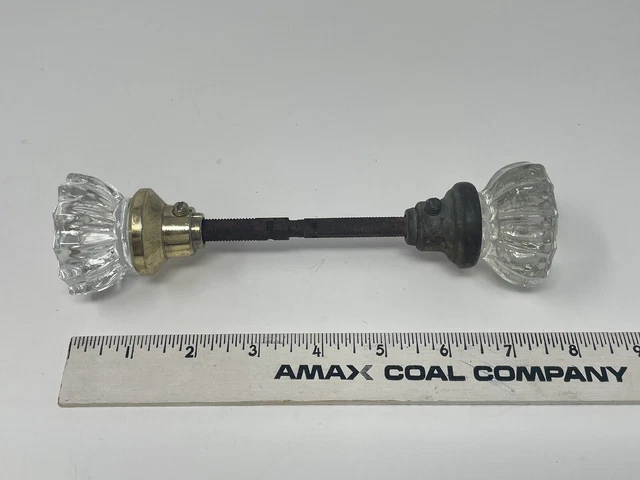 2 Vintage 12 point, Glass Crystal Door Knobs With Connection Read