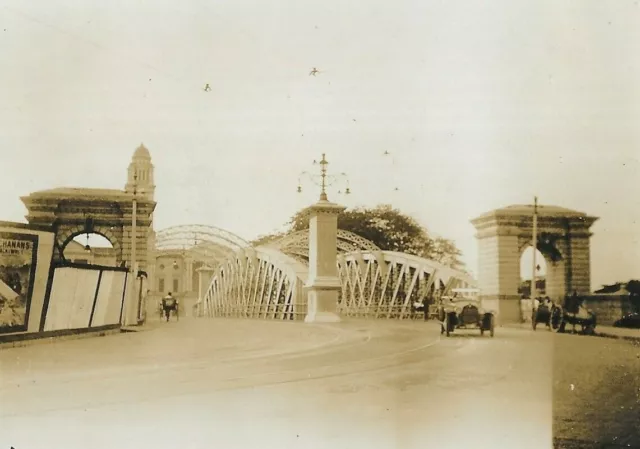 Vintage Foto Hängebrücke Singapur alte Autos 1925