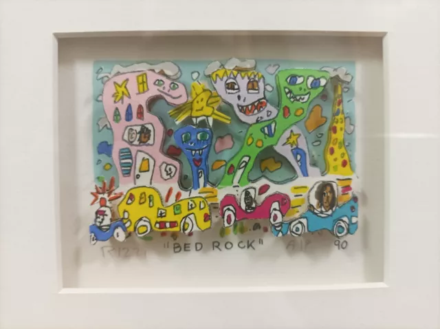 Rizzi Bild James Rizzi original handsignierte 3D Grafik "BED ROCK" A/P 1990