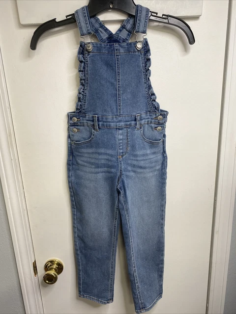 Wonder Nation Kids Girls Overall Bib Size 5T Denim Distressed Summer