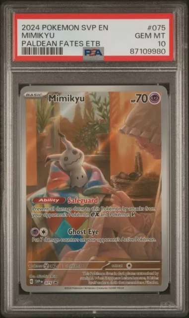 Pokemon Svp En-Sv Black Star Promo 075 Mimikyu Paldean Fates Etb Psa 10