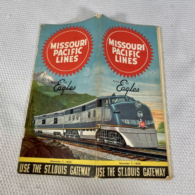 VTG Missouri Pacific Lines Route of the Eagles Timetable 1958 St. Louis Gateway