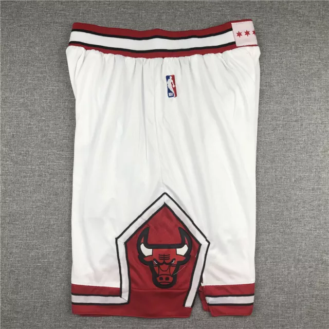 Classic Chicago Bulls Basketball Shorts Pants Stitched White