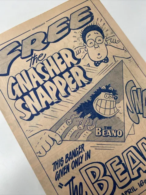 BEANO COMIC - Four Page Pink Paper Advertising Flyer 1980 - GNASHER SNAPPER