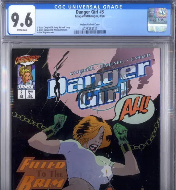 PRIMO:  DANGER GIRL #3 - AH! Adam HUGHES variant 1998 Image comics NM+ 9.6 CGC