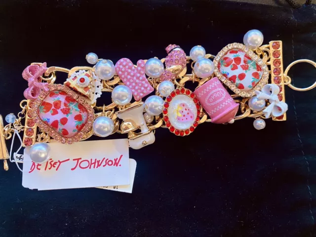 Betsey Johnson BABYCAKES Strawberry Pie Toggle Bracelet Mixer Sugar NEW/NWT