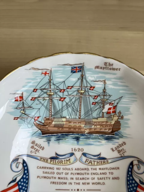 Ainsley 1620 Mayflower Pilgrim Fathers 350th Anniversary Commemorative Bowl RARE 3