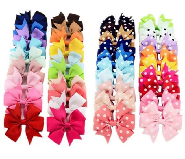 20/40Pcs 3" Baby Girls Grosgrain Ribbon Boutique Hair Bows For Teens Toddlers