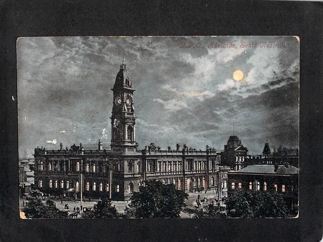 B3963 Australia SA Adelaide GPO moonlight vintage postcard