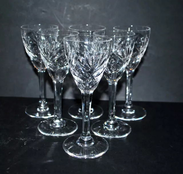 SAINT-LOUIS Série de 6 Verres à liqueur Chantilly en cristal signé H11.5cm