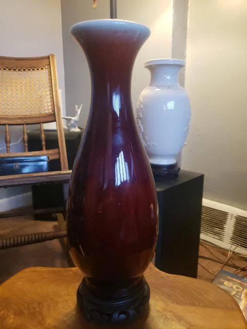 Fine 19th C Chinese Red Purple Flambe Porcelain Langyao Vase